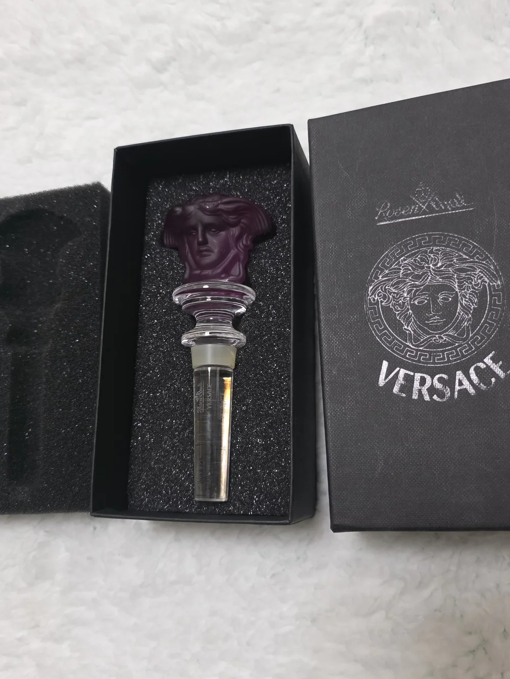 Rosenthal Versace Medusa Amethyst Lead Crystal Bottle Stopper Austria w